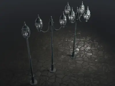 Set of Bounded Street Lamps 3D model
