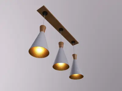 Cone Pendant Light Golden Interior 4K PBR Textures  Low-poly 3D model