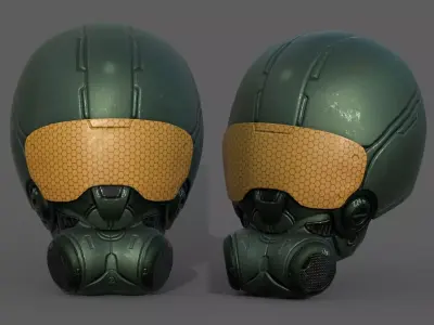 Helmet scifi soldier armor military combat 3d model  Low-poly 3D model