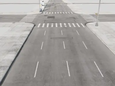  City Roads Low-poly 3D model