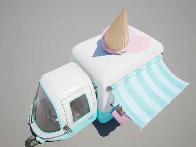 Ice Cream Van Low-poly 3D model
