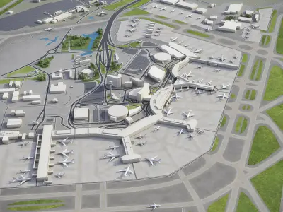 Stockholm - Arlanda Airport Low-poly 3D model
