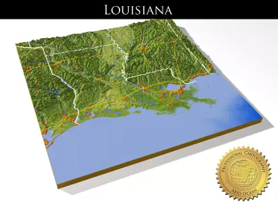 Louisiana High resolution 3D relief maps 3D model