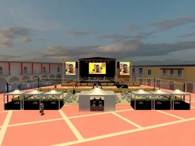 Stage concert in public space 3D model