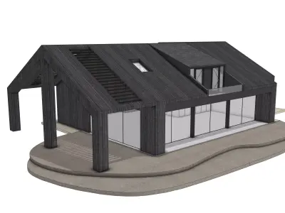 Modern Barndominium House 3D Model Large Residential Villa 3D model