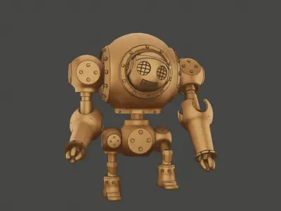 Old Robot Low-poly 3D model