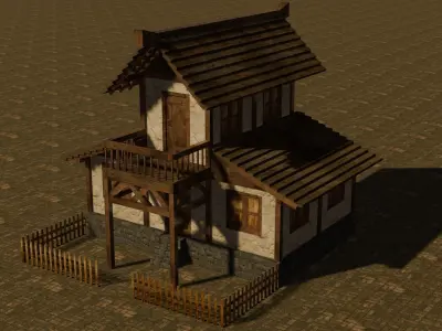 Medieval house ten 3 Low-poly 3D model