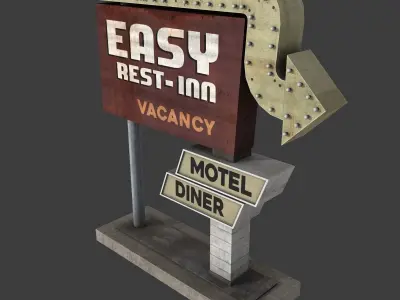 Motel Sign 2 Low-poly 3D model