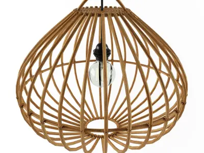 Rustic Hanging Lamp Natural Bamboo Cane Drop 3D model