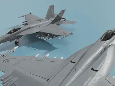  FA-18E Super Hornet with Weapons Rigged for Maya 
