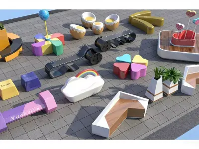 Children-friendly Seats 3D model