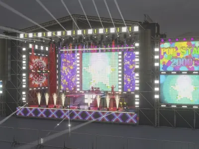 Animated OPEN AIR stage EEVEE render 3D model