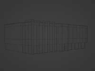 Modern Glasswood Building Showroom Low-poly 3D model