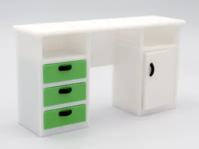 Classic Desk with functional door drawers  3D print model