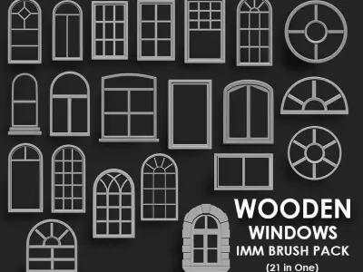 Wooden Window IMM Brush Pack 21 in One 3D model