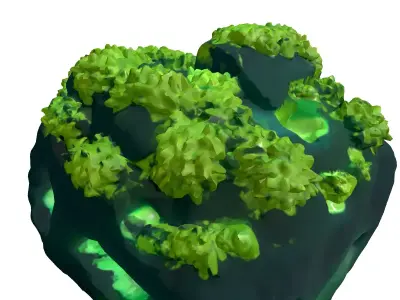 Glowing Mossy Alien Rock Formation Low-poly 3D model