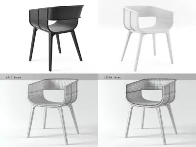 Maritime four different chairs 3D model