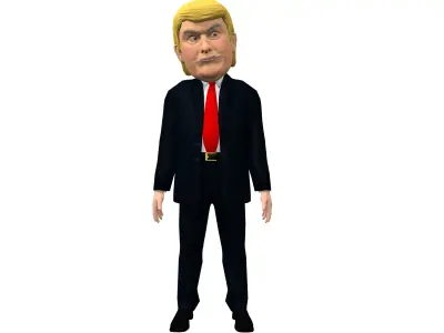 Donald Trump Caricature low poly rigged animated Low-poly 3D model