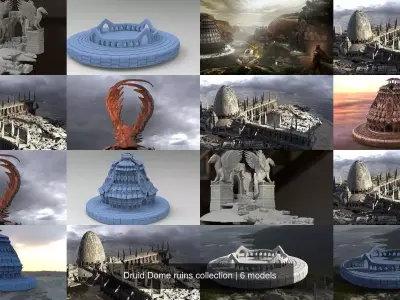  Druid Dome ruins collection 3D Model Pack