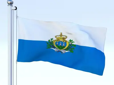 Animated San Marino Flag Low-poly 3D model