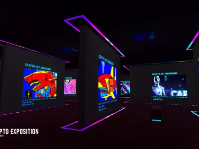 Crypto exposition - art gallery Low-poly 3D model