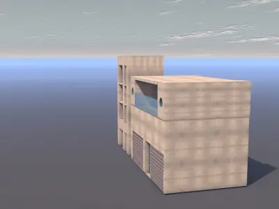 buildings concrete building in sky 3D model