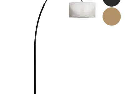  Overarching Linen Shade Floor Lamp Low-poly 3D model