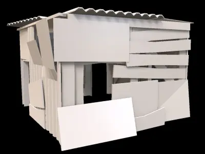 Shanty House - Exterior and Interior Low-poly 3D model