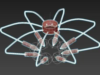 luminex ceiling light fixture with six lights 3D model