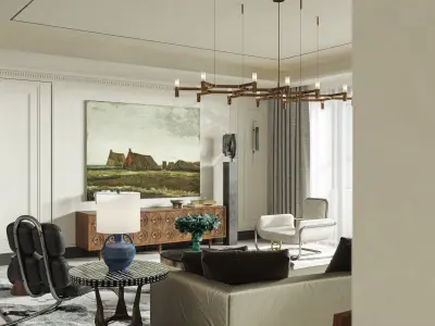 Living Room Interior Scene for 3DMAX and Corona 3D model 3D model