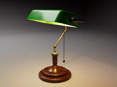 Vintage Banker Lamp Low-poly 3D model
