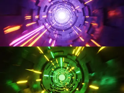 SciFi Tunnel TimeWarp Portal Package 3D model