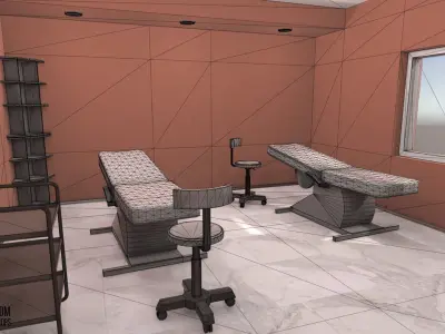 Massage room - interior and props Low-poly 3D model