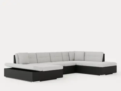 Zumar U Bed Sofa Divan With Storage Left Black Light Low-poly 3D model