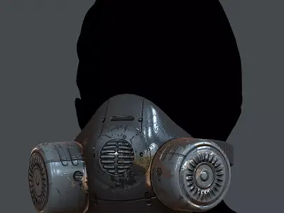 Gas mask helmet 3d model scifi Low-poly  Low-poly 3D model