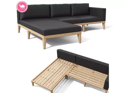 Urba Slate Gray Sectional Sofa Low-poly 3D model