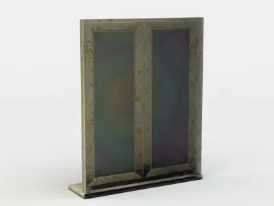 Window metal frame with mirror Low-poly 3D model