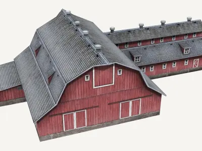Low-Poly Farmer Barn House Low-poly 3D model