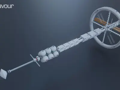 PBR-Endeavour Planetary shuttle Space station Low-poly 3D model