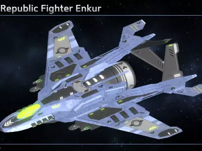 Spaceship Enkar Republic Fighter Enkur Low-poly 3D model