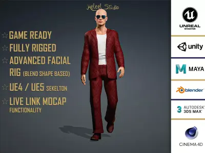 High Quality Male Gangster Low-poly 3D model