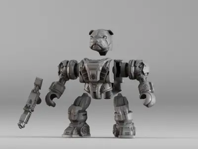 001586 Bulldog Mech Warrior 3D print model