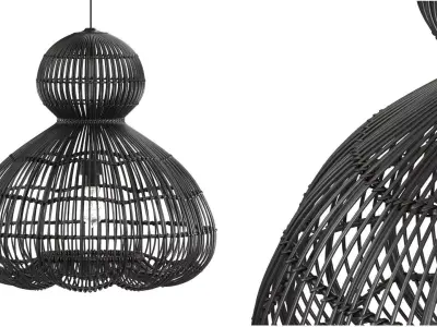 Aurelia Black Pendant Lamp In Rattan 3D model