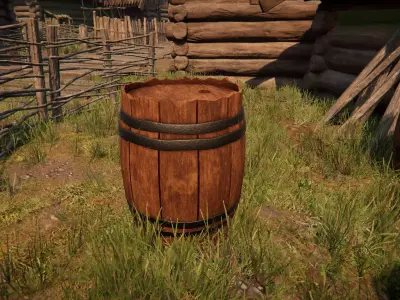 Realistic Viking Medieval Barrel - Game Ready PBR 3D Model Free low-poly 3D model