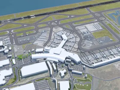 Auckland Airport 10km Low-poly 3D model