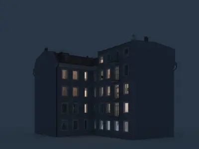 Residential City Building - Corner - 19 - Storefront 3D model
