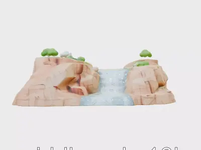 Artificial River with Self-Restoring Waterflow Model Low-poly 3D model