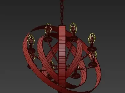 Luna 8 Light Bronze Oval Chandelier 3D model