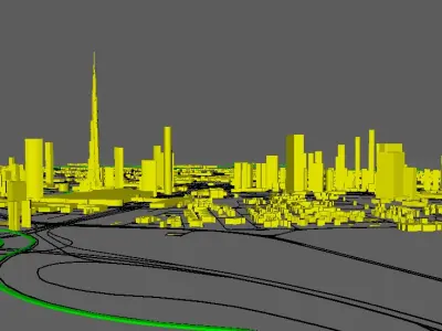 Dubai City 3D Model High Detail Urban  for Animation  Low-poly 3D model