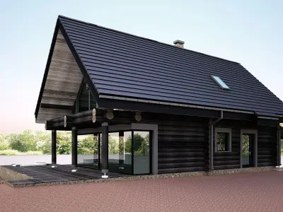 Wood house model 3d dom55 3D model 3D model